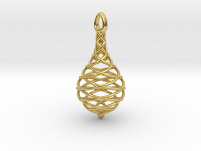 Raindrop in Motion Pendant 3 in Polished Brass