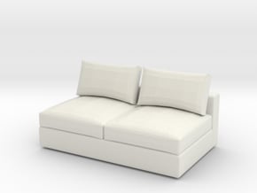 Miniature 1:24 Sofa in White Natural Versatile Plastic: 1:24