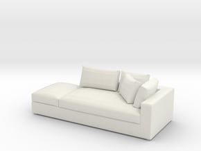 Modern Mini 1:24 Sofa in White Natural Versatile Plastic: 1:24