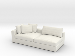 Miniature 1:24 Sofa in White Natural Versatile Plastic: 1:24