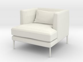 Miniature 1:24 Armchair in White Natural Versatile Plastic: 1:24
