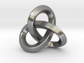 Trefoil Knot Pendant-Tetragon in Natural Silver