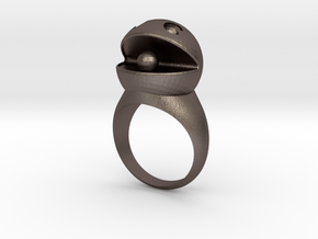 PacMan Ring in Polished Bronzed-Silver Steel