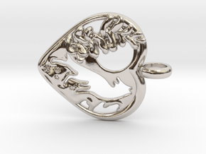 Winter moonlit love wolf heart jewelry in Platinum