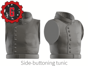 28mm heroic scale Side-buttoning dress uniform (25 in Tan Fine Detail Plastic