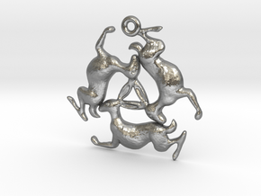 Three Hares Pendant in Natural Silver