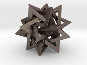 Tetrahedron 5 Star 2.4 diameter in Polished Bronzed-Silver Steel