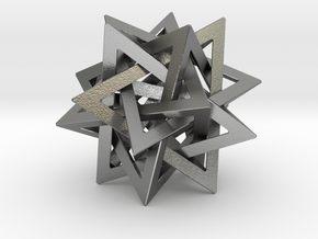 Tetrahedron 5 Star 2.4 diameter in Natural Silver