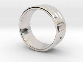 Pentomino ring, 60mm circumference in Platinum