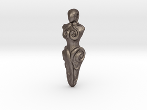 Spiral Goddess Pendant in Polished Bronzed Silver Steel