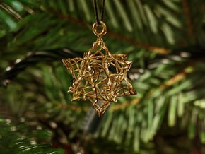 Stellated Dodecahedron Bauble in Natural Brass