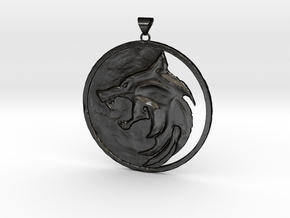 The Witcher Wolf Medallion Pendant  in Matte Black Steel