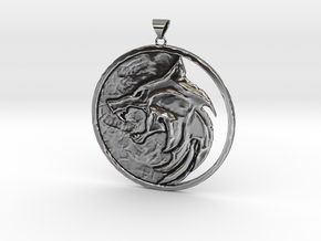 The Witcher Wolf Medallion Pendant  in Antique Silver