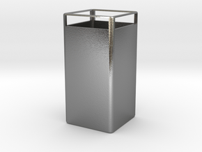 Square Vase in Natural Silver