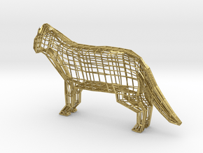 Wireframe cat in Natural Brass