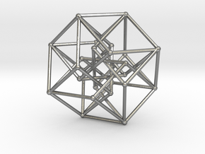 4d Hypercube  in Natural Silver