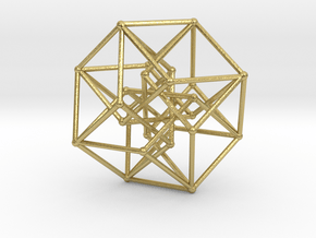 4d Hypercube  in Natural Brass