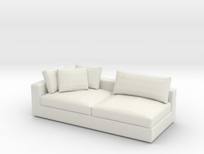 Miniature 1:48 Sofa in White Natural Versatile Plastic: 1:48 - O