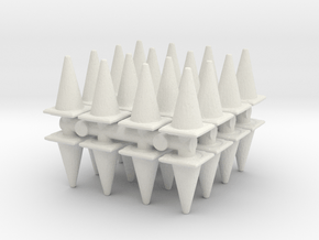 Traffic Cones (x32) 1/87 in White Natural Versatile Plastic