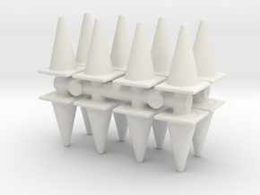 Traffic Cones (x16) 1/76 in White Natural Versatile Plastic