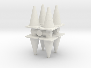 Traffic Cones (x8) 1/48 in White Natural Versatile Plastic