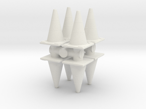 Traffic Cones (x8) 1/43 in White Natural Versatile Plastic