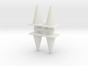 Traffic Cones (x4) 1/35 in White Natural Versatile Plastic