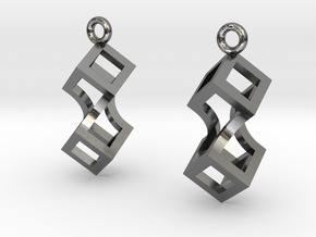 Linked cubes [earrings] in Polished Silver