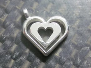 Enjoined Hearts Pendant in Polished Silver