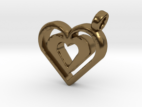 Enjoined Hearts Pendant in Polished Bronze