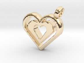 Enjoined Hearts Pendant in 14k Gold Plated Brass