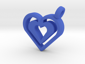 Enjoined Hearts Pendant in Blue Processed Versatile Plastic