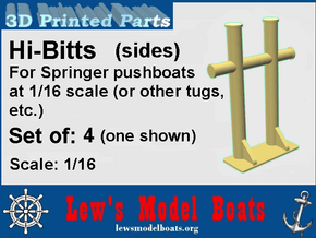 Springer H-Bitt (small for sides) set of 4 (1/16) in White Natural Versatile Plastic: 1:16