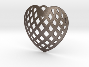 KTFHP01 Filigree Heart Pendant Jewelry in Polished Bronzed-Silver Steel
