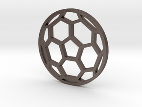 Soccer Ball - flat- outline in Polished Bronzed-Silver Steel