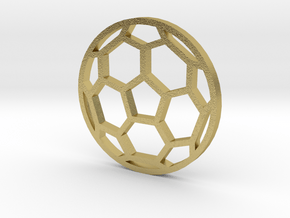 Soccer Ball - flat- outline in Natural Brass