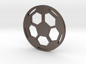 Soccer Ball - flat- filled in Polished Bronzed-Silver Steel