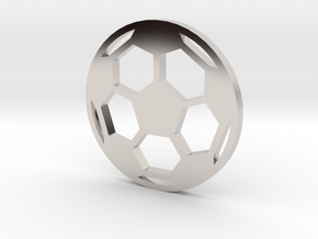 Soccer Ball - flat- filled in Rhodium Plated Brass