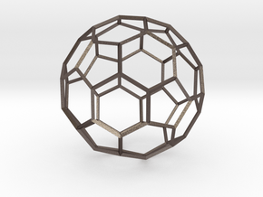 Soccer Ball - wireframe in Polished Bronzed-Silver Steel