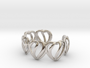 Heart Cage Bracelet (5 large hearts) in Platinum
