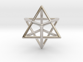 Star Tetrahedron Pendant in Rhodium Plated Brass: Small