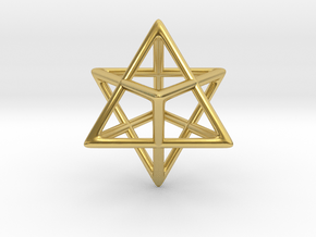 Star Tetrahedron Pendant in Polished Brass: Small