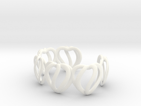 Heart Cage Bracelet (5 large hearts) in White Processed Versatile Plastic