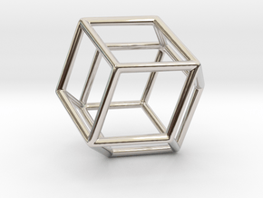 Rhombic Dodecahedron Pendant in Rhodium Plated Brass