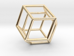 Rhombic Dodecahedron Pendant in 14k Gold Plated Brass
