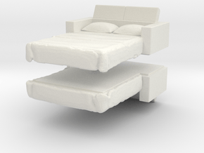 Sofa Bed (x2) 1/87 in White Natural Versatile Plastic