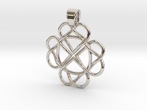 Four hearts [pendant] in Rhodium Plated Brass