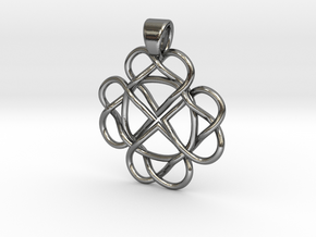 Four hearts [pendant] in Polished Silver