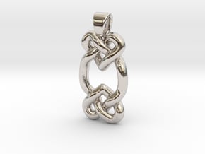 Two hearts knot [pendant] in Rhodium Plated Brass