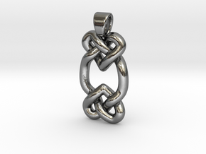 Two hearts knot [pendant] in Polished Silver